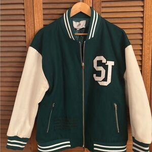 Classic Green and White Varsity Jacket